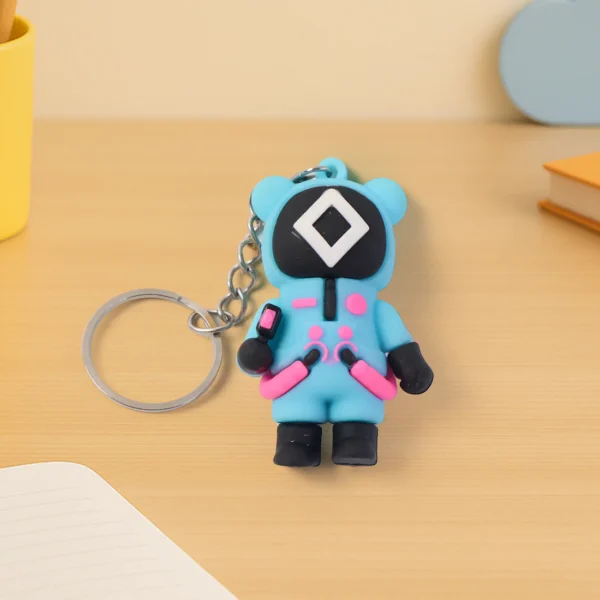 cute squid games themed soft silicone keychain