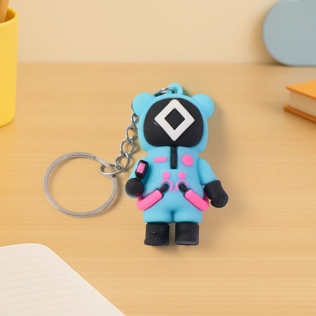 cute squid games themed soft silicone keychain