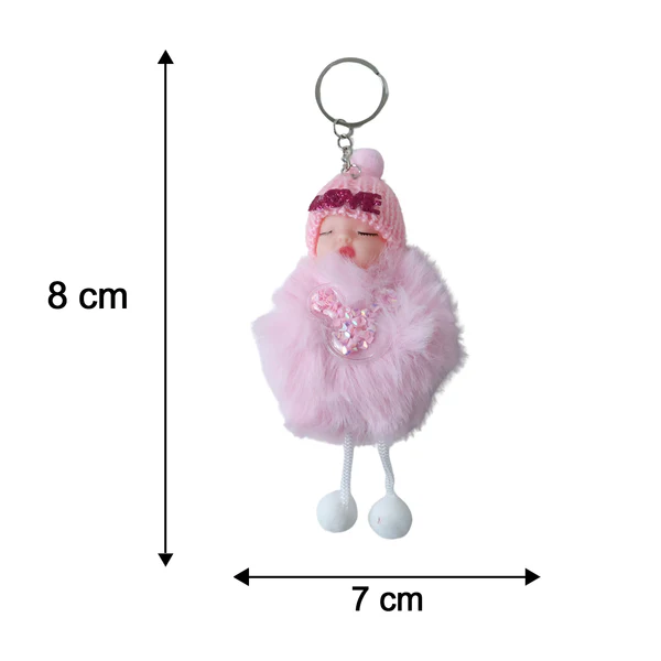 cute doll plush keychain with soft fur ball cute doll plush keychain with soft fur ball
